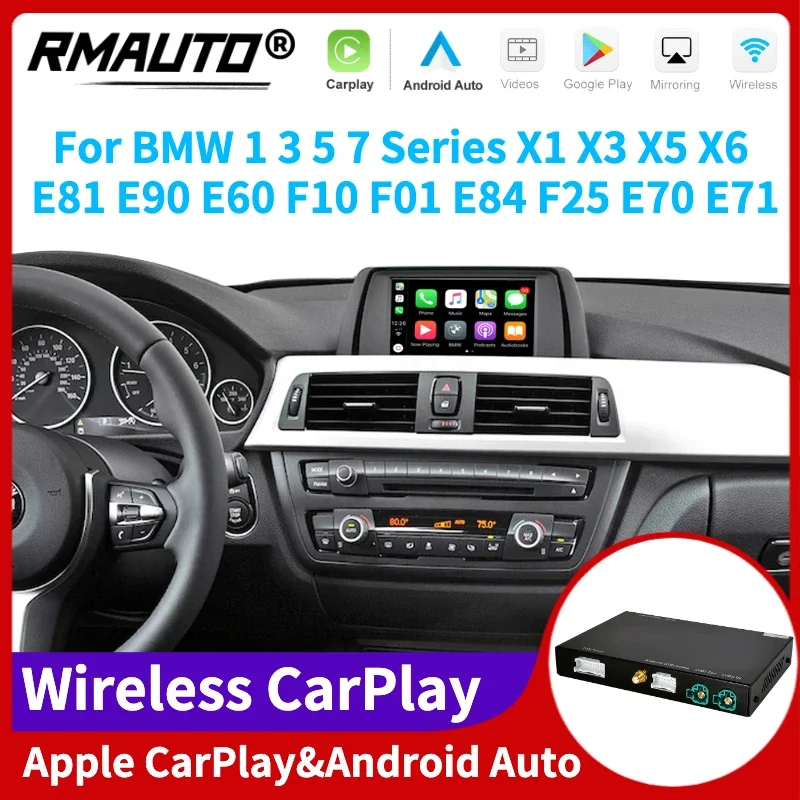 

RMAUTO беспроводная Apple CarPlay CIC Система Android авто для BMW 1 3 5 7 серии X1 X3 X5 X6 E81 E90 E60 F10 F01 E84 F25 E70 E71