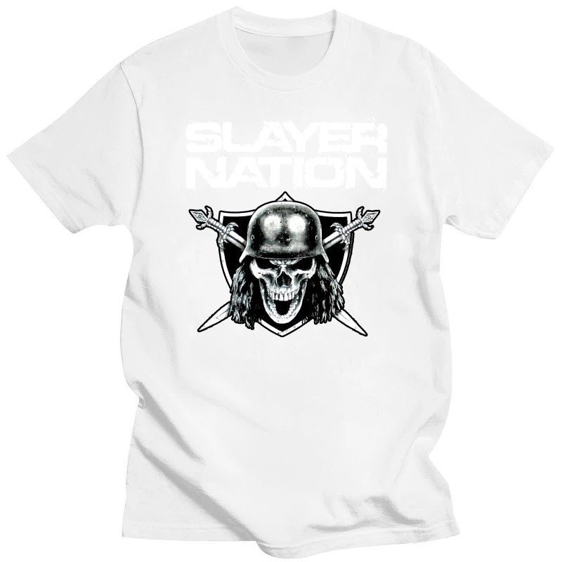 

New Summer Mens Fashion Streetwear Tshirt Slayer Nation Tour 2014 World Domination Black Mens T Shirt