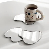 irregular nordic cup pad acrylic mirror coasters coffee cup mug insulation placemat cafe desktop decor ornaments home table mat