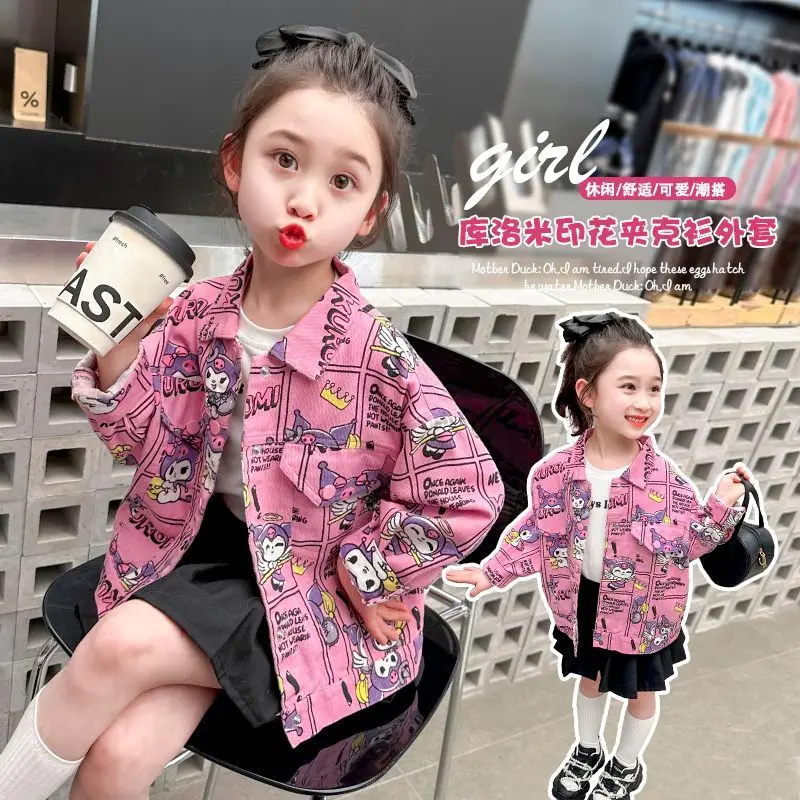 Милая куртка Kuromi Kawaii Sanrio повседневная одежда подарки для детей аниме пальто с