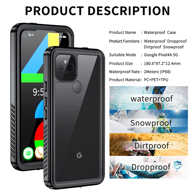 Redpepper For Google Pixel 4a 5g Case Full Body Protection Waterproof Snowproof Diving Coque For Google Pixel 4a 5g Fundas