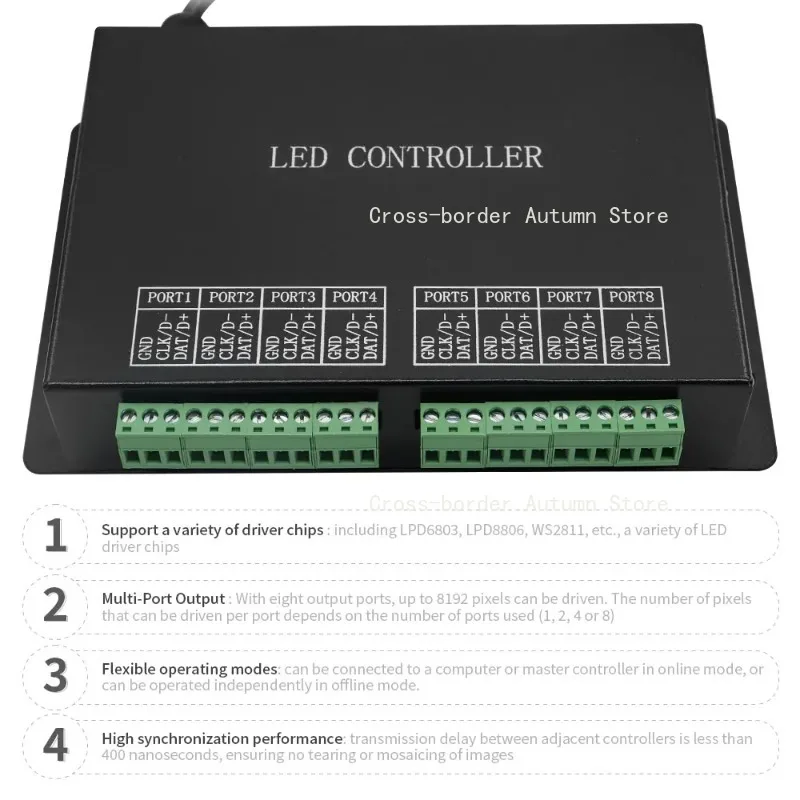 Фото Контроллер светодиодных пикселей H801RC H802RA Artnet Ethernet-SPI для WS2811 W2812B WS2815, программируемый контроллер освещения №5