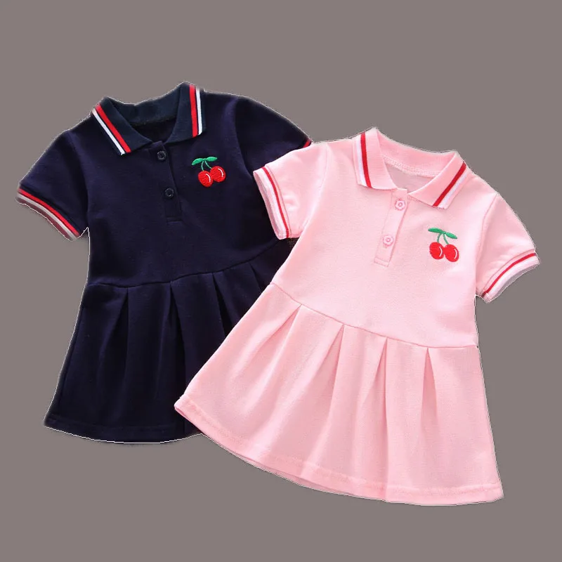 

Летнее платье для девочек 1-3 лет, на выбор, Синьцзян, длинный степлер, хлопок, крутой и дышащий, однотонный цвет, вишня, темно-синий/розовый
