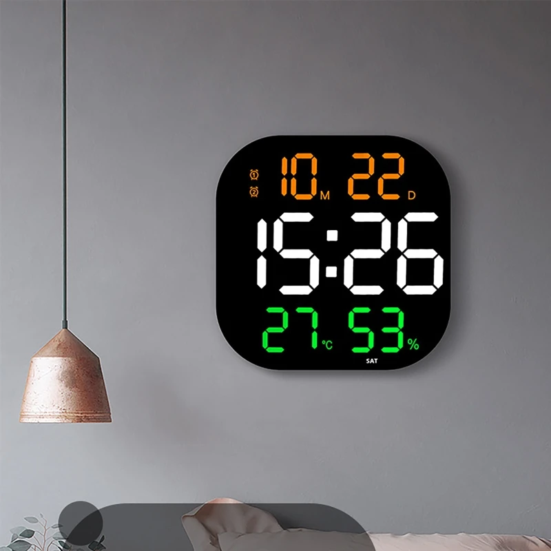 

LED Digital Wall Clock Large Screen Temperature Date Day Display Timing Countdown Electronic Clock Dining Room Decor With Remote