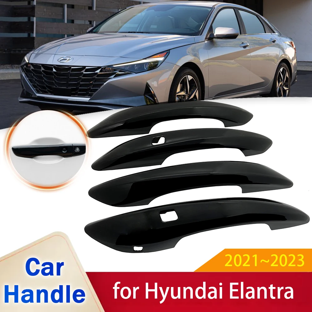 

for Hyundai Elantra CN7 2021 2022 2023 Avante i30 Sedan Gloss Black Smart Door Handle Cover Sticker Trim Car Decorate Accessorie