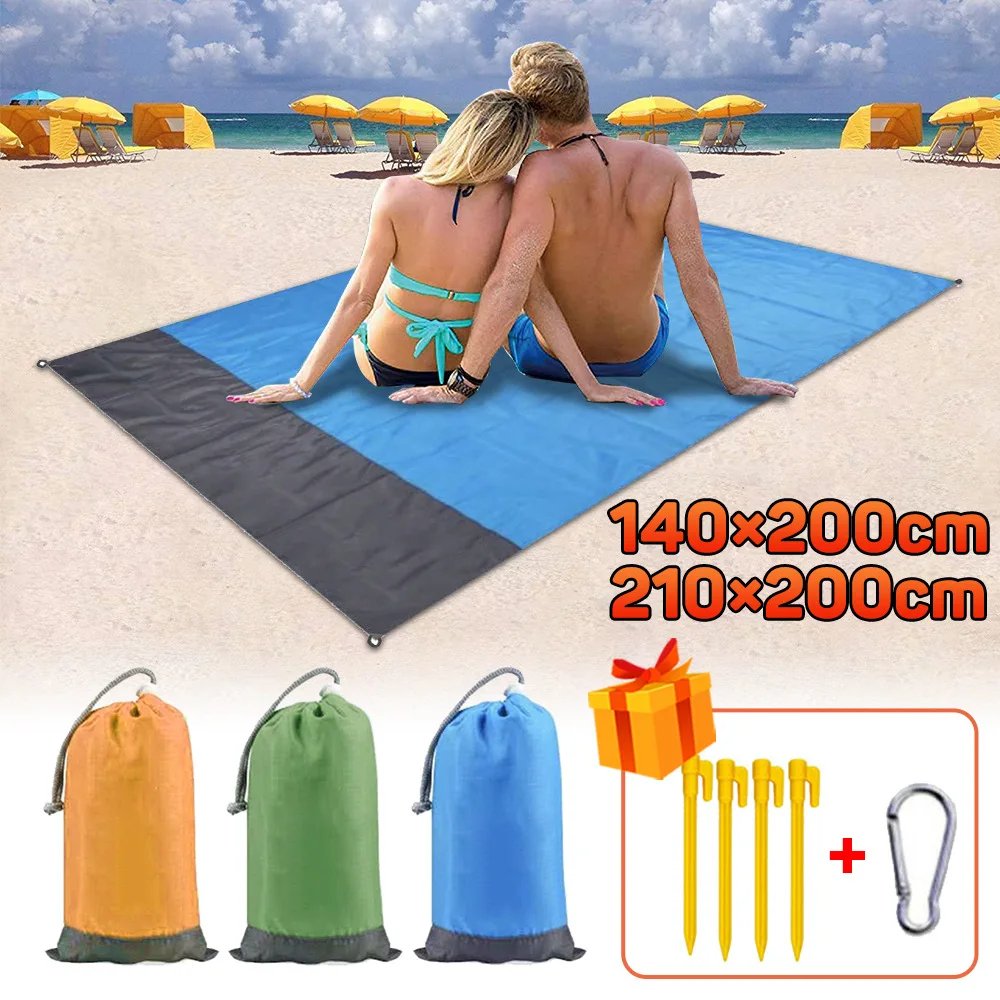 

2x2.1m Waterproof Folding Pocket Beach Blanket Camping Mat Mattress Portable Lightweight Mat Outdoor Picnic Mat Sand Beach Mat