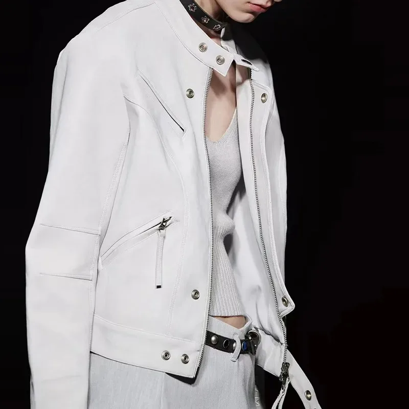 Осень 2024 новая мотоциклетная одежда из овечьей кожи в стиле ретро Дизайнерская