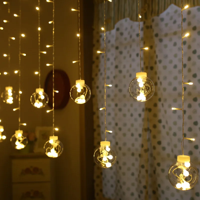 

2023 Navidad Balls Moon Star Curtain Lights Fairy Garland Christmas Decorations for Home Outdoor Wedding Party Room Lights Decor