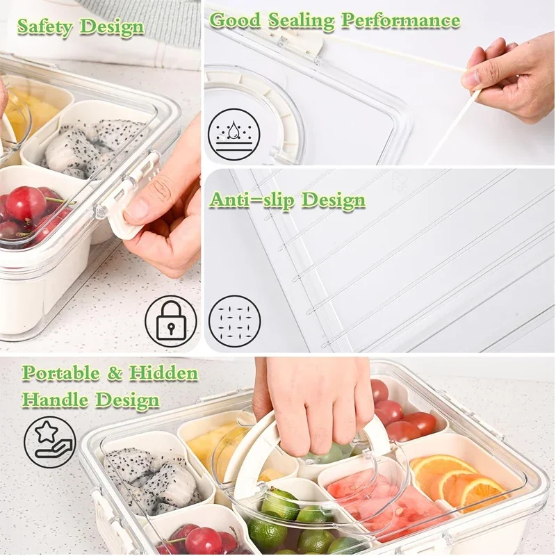 Контейнер-органайзер для хранения фруктов орехов сладостей специй 4/8 ячеек