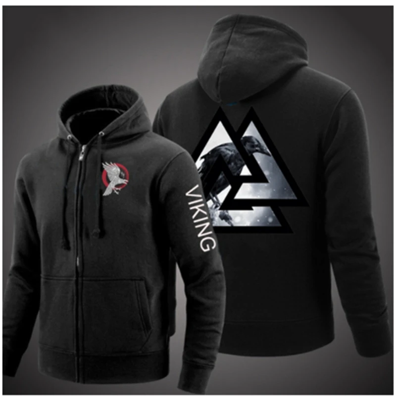 

NEW Male Cotton Solid Color Viking Zipper Jackets Unisex Hip Hop Sweatshirts Sport Autumn Hoodies