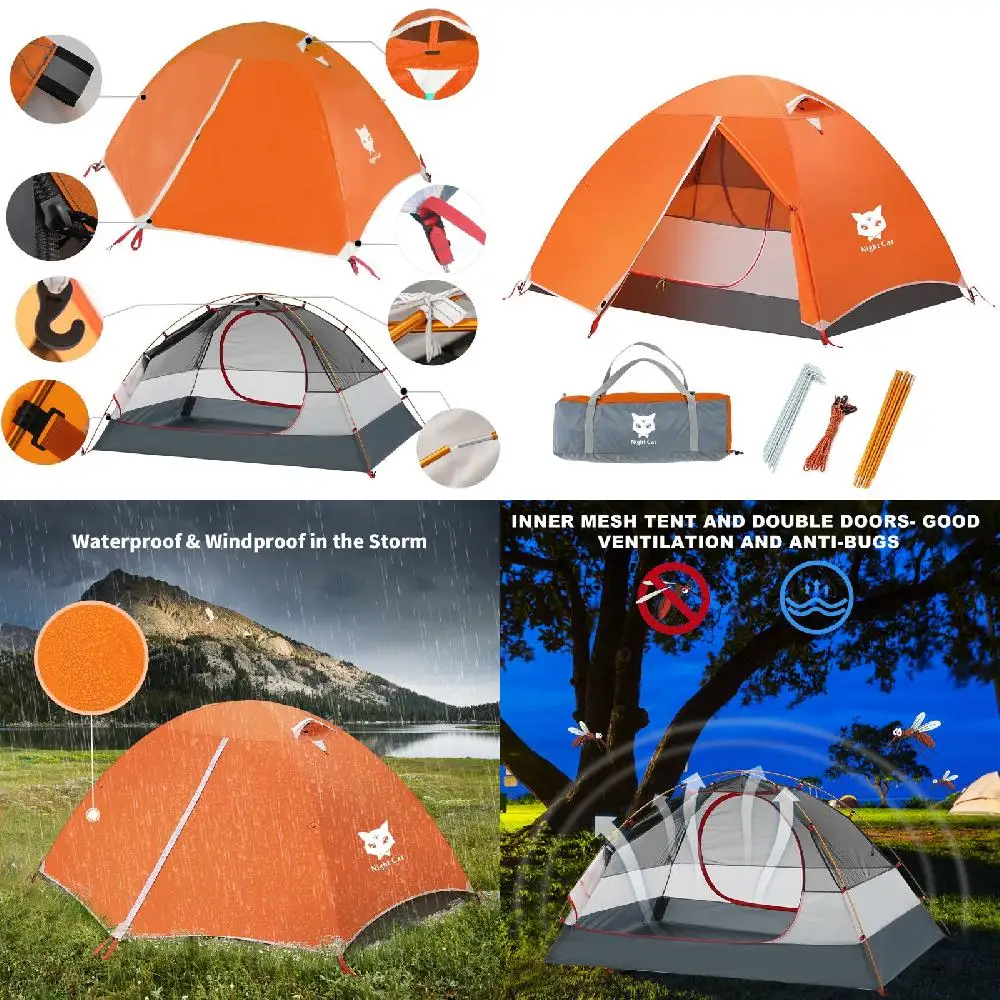 

No-Fuss Lightweight Aluminium Camping Tent with Easy Setup, 2 Double-Layers Doors, Rainproof Design for 2 Persons - 2.2x1.4m.