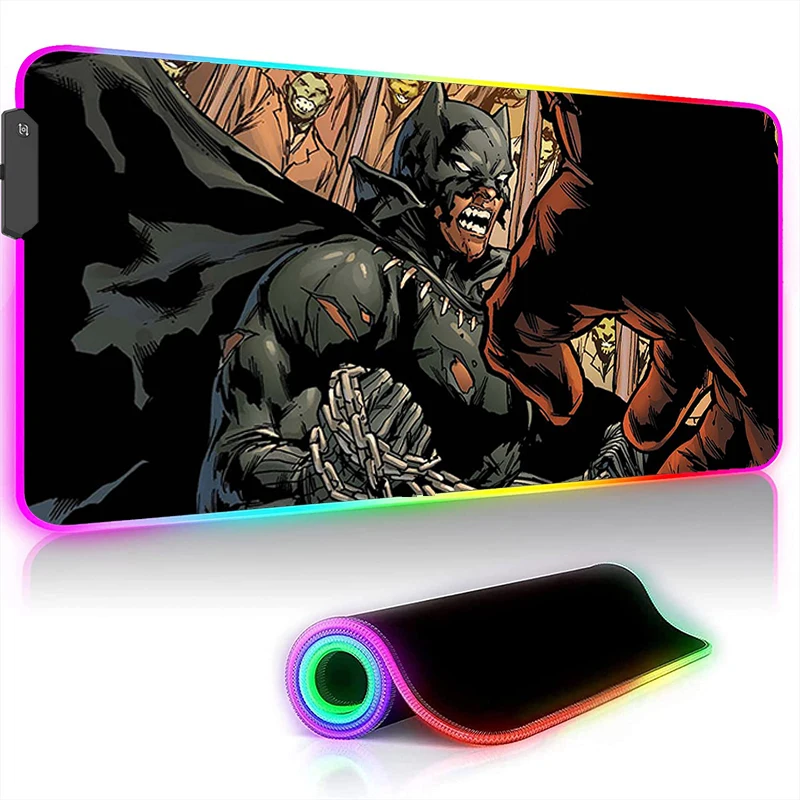 

Коврики для мыши в стиле аниме, игровой коврик для мыши со светодиодной подсветкой RGB, Черная пантера, коврик для компьютерного стола, аксесс...