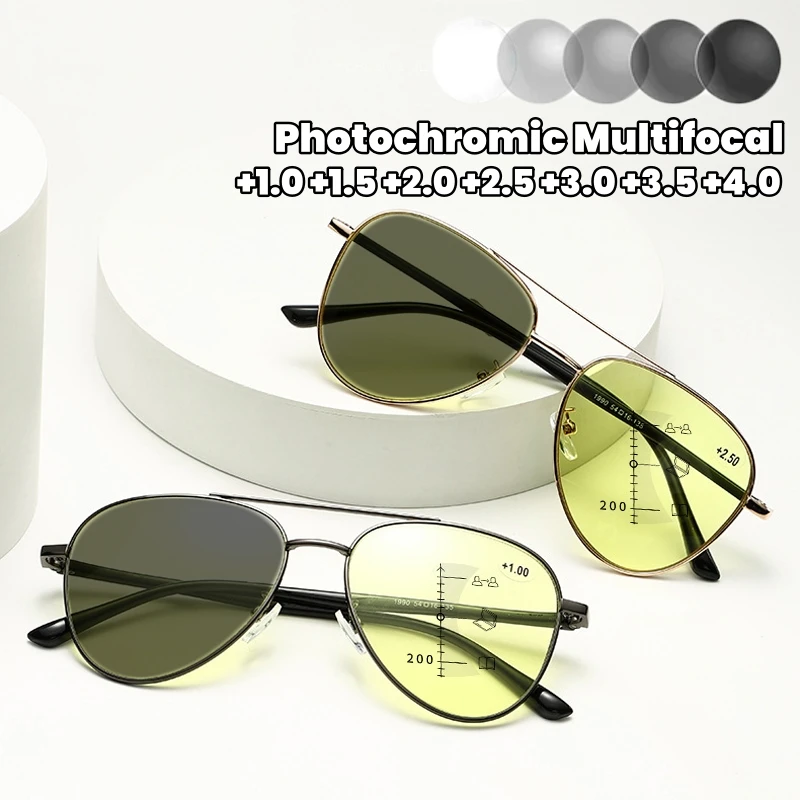 2024 меняющие цвет мультифокальные очки для пресбиопии анти-синий свет ночного