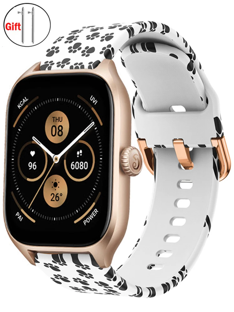 Силиконовый ремешок с принтом для Amazfit GTS 4/3/2e Mini/GTR 4/3/Pro 47 мм/GTR 2e/stratos 3 20 мм/22 мм