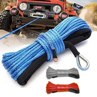 15m synthetic winch rope line 7000lbs trailer winch rope with hook towing rope for suvs atv utv truck boat car accessories