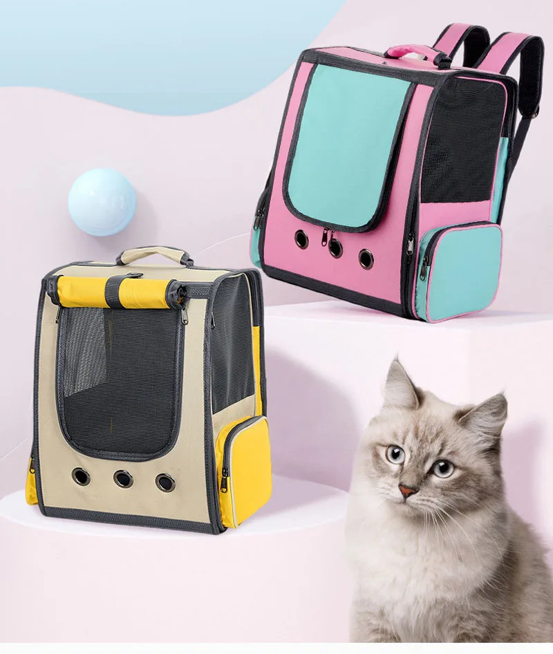 

Pet Carrier Backpack For Cat Dog Sugar Glider Puppy Knapsack Travel Bag Astronaut Space Capsule Three Sides Mesh Roller Design