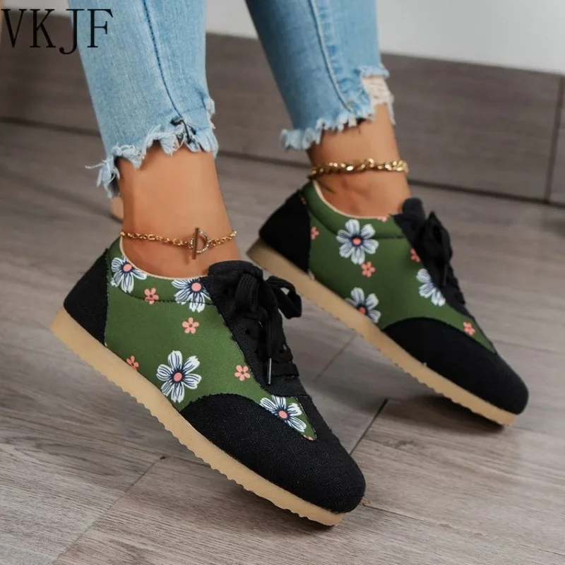 

Outdoor Breathabe Women's Vulcanized Shoes Non-slip Women Casual Shoes Lace Up Womens Flat Soft Insole Sneakers Zapatos De Mujer