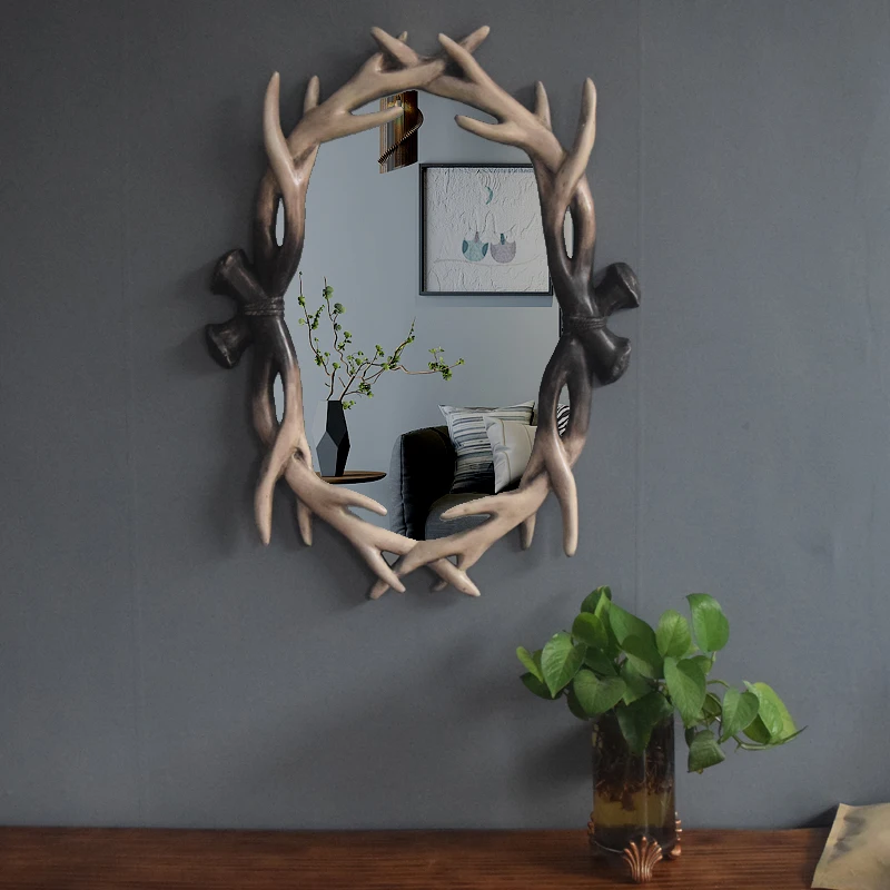 

Vintage Wall Mirror Art Elegant Living Room American Style Dressing Mirror Vanity Specchi Decorativi Wall Hanging Decor Gift