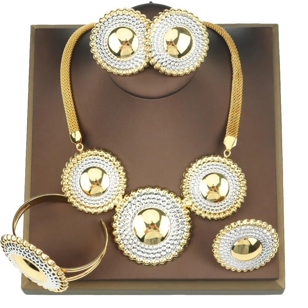 

African Jewelry Set Weddings Design Necklace and Earrings Bracelet Ring Jewelry Set for Bride 2022 Dubai Engagement Gifts