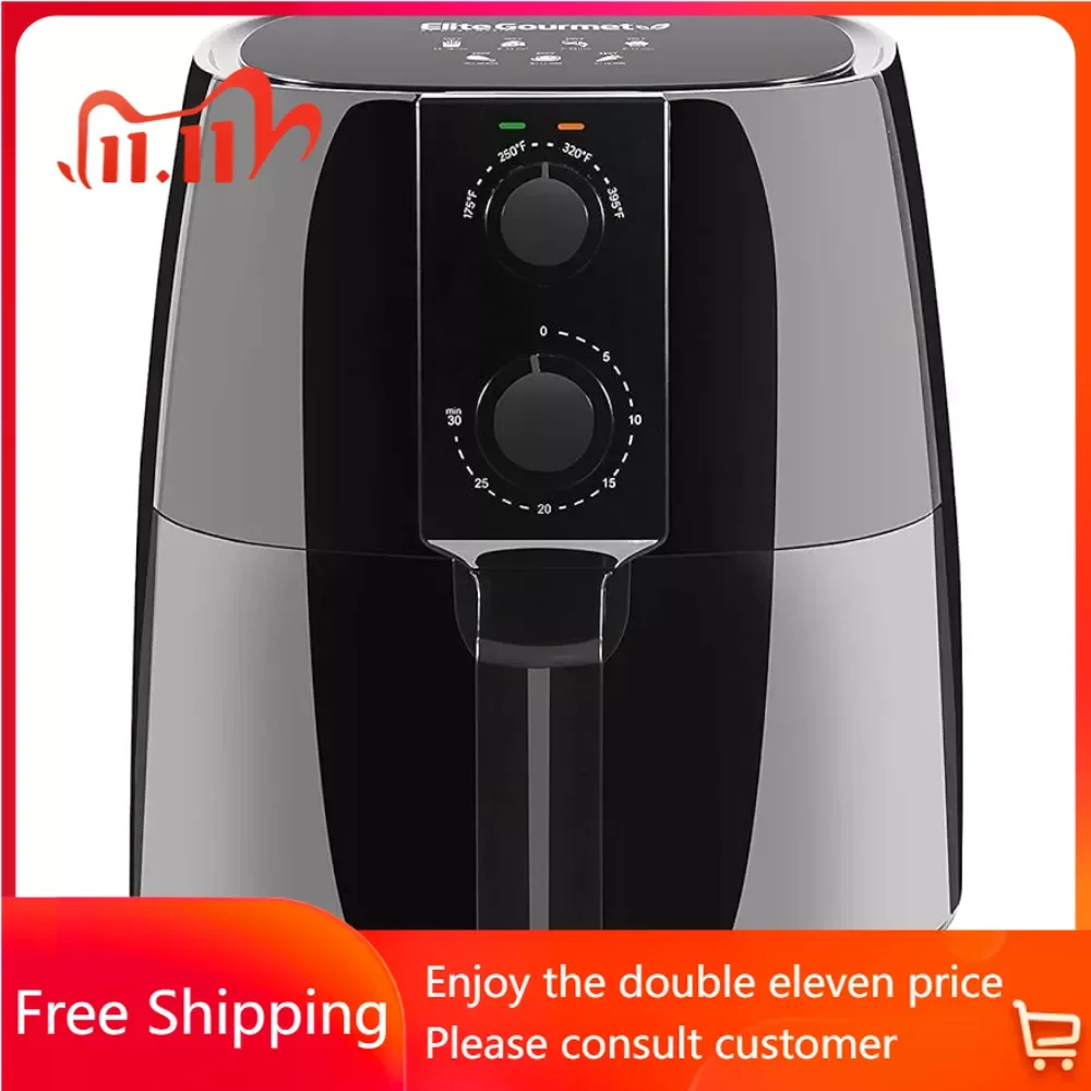 

Электрическая цифровая фритюрница, 1350 Вт, безмасляная фритюрница, таймер и контроль температуры, 4 кварта, Черная