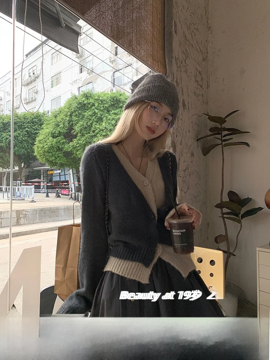 Дизайн контрастного цвета в стиле пэчворк искусственная вязка из двух частей с