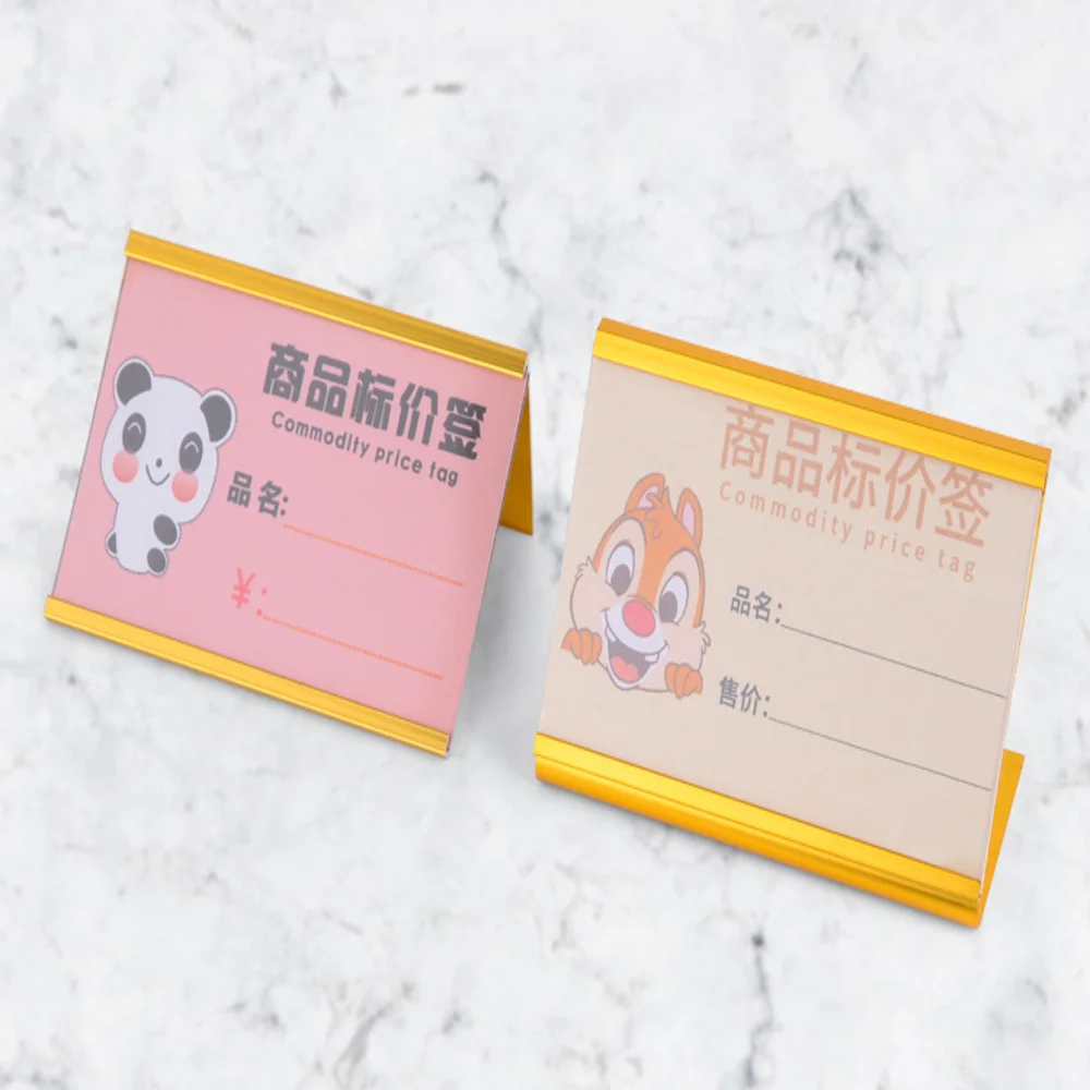 L-type Rounded Corners Right Angle Aluminum Alloy Price Tag Desktop Sign Shelf Table Pop Advertising Label Display Card Frame |