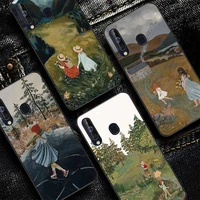 fhnblj cartoon scenery girl phone case for samsung a51 a30s a52 a71 a12 for huawei honor 10i for oppo vivo y11 cover