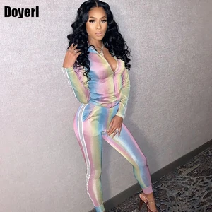 Осенний спортивный костюм для женщин, спортивный повседневный комплект, укороченный топ на молнии и штаны, свитшот, клубный комплект из 2 предметов, женский спортивный костюм