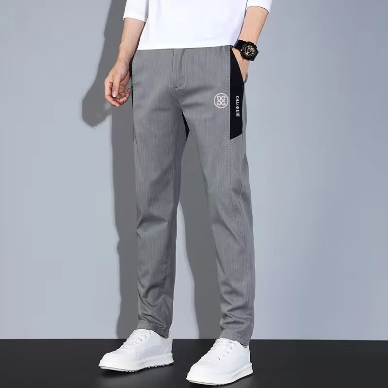 Casual Pants Men 2023 Embroidery New Summer Golf Straight Stretch Thin Style Sports Pants