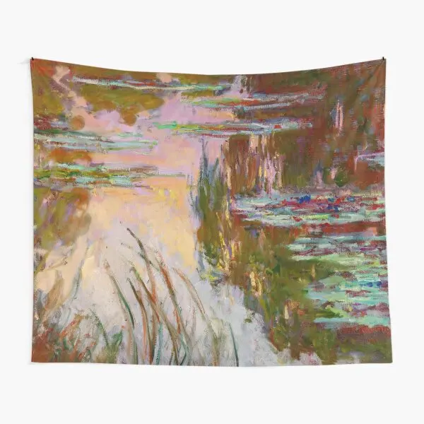 

Water Lilies Setting Sun Monet Fine Art Tapestry Decor Bedspread Hanging Living Yoga Home Wall Bedroom Blanket Printed Travel