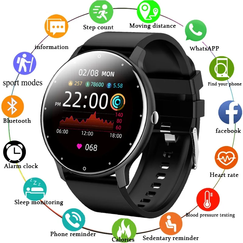 

Новинка 2023, Смарт-часы для мужчин и женщин, спортивные часы с мониторингом кровяного давления, сна, фитнес-трекер, Android Ios, шагомер, Смарт-часы