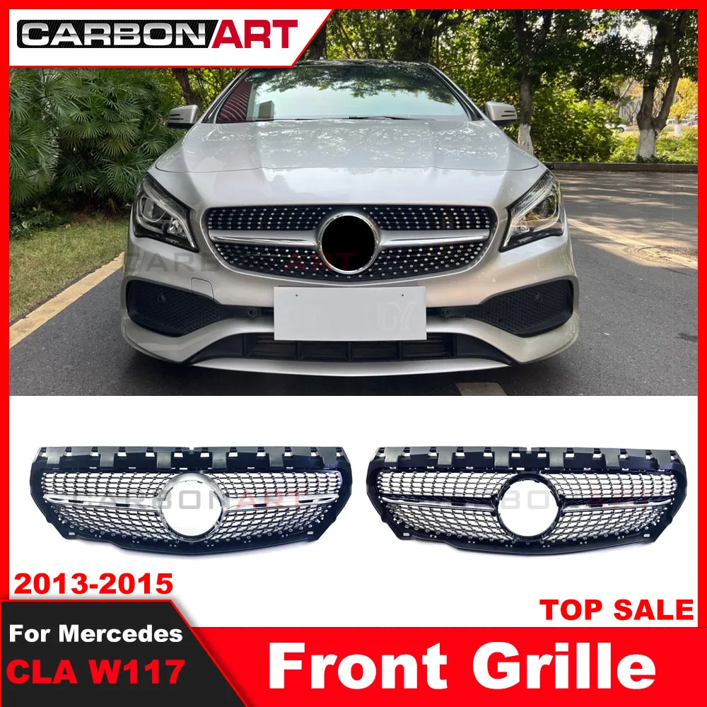 

CLA W117 Diamond Grille for mb For CLA Class W117 Cla180 Cla 200 Cla260 Cla300 2013 2014 2015 Silver ABS Material