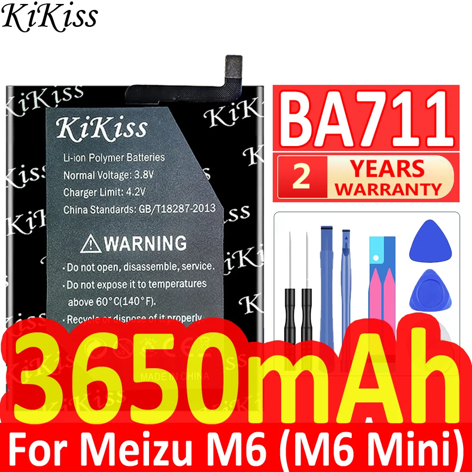 

KiKiss 3650mAh BA711 Battery For Meizu M6 (M6 Mini) M6Mini Mobile Phone Batteries Bateria + Free Tools
