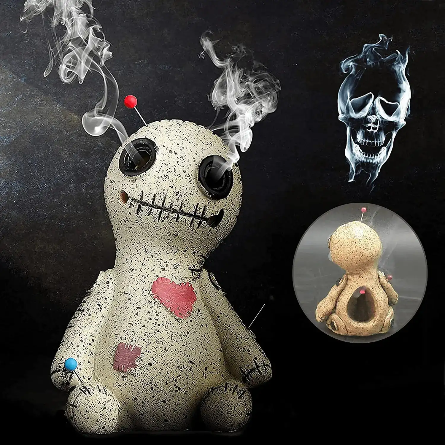 

Voodoo Doll Cone Burner Incense Burner Censer Resin Ornament Handmade Crafts Sprayable Ornaments Home Desktop Decoration Props