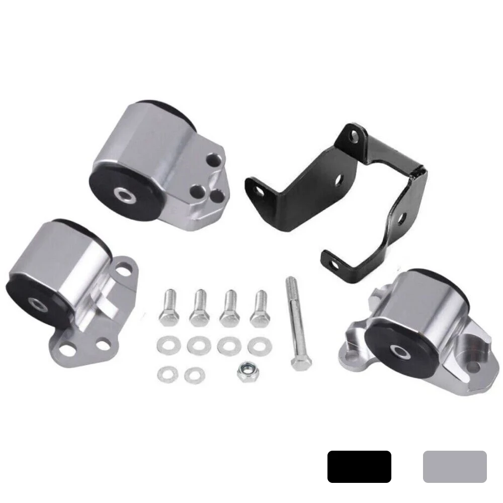 Black Silver Engine Swap Motor Mount Transmission 3-Bolt for Honda Civic EK 96-00 B&D Series