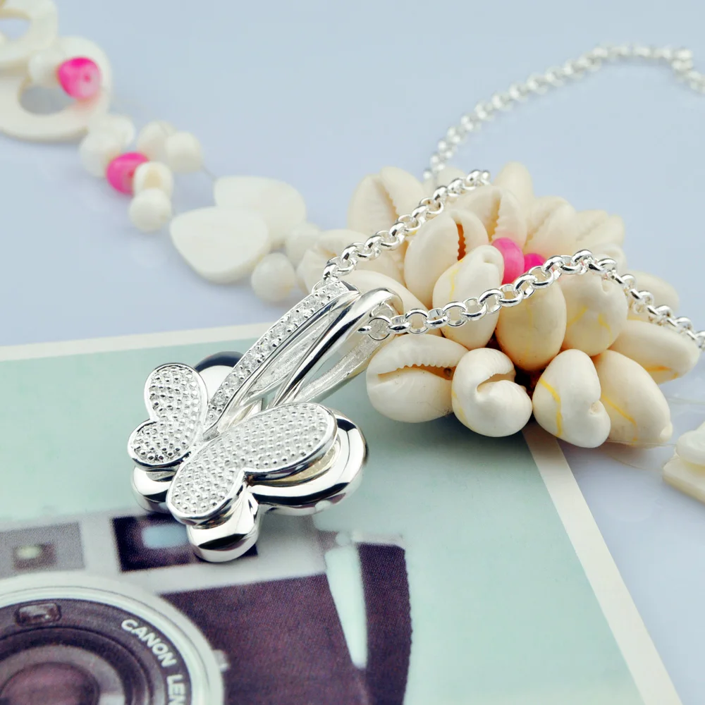 Женское ожерелье из серебра 925 пробы с подвеской-бабочкой