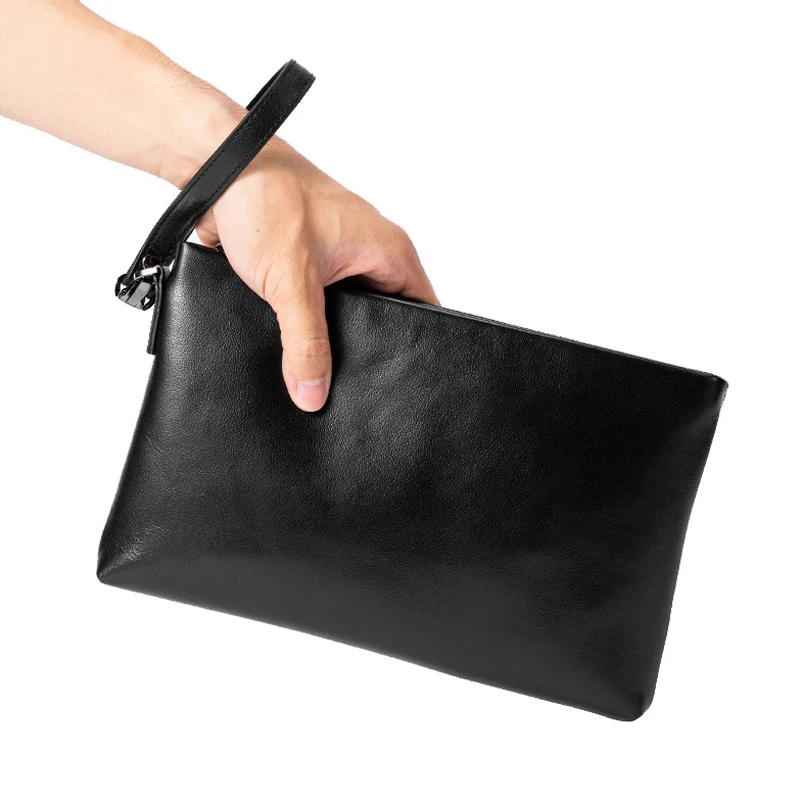 

Мужская кожаная сумка-конверт AETOO, модный простой саквояж с несколькими отделениями, с защитой от кражи