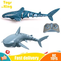 2 4g simulation remote control animals with lights submarine robots fish electric toys for boy upgrade spray water rc shark toy