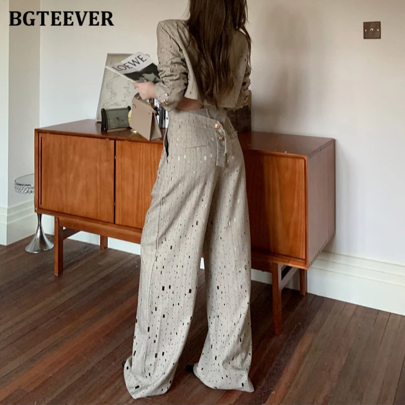 Пиджак BGTEEVER женский с принтом свободный двубортный пиджак длинным рукавом и