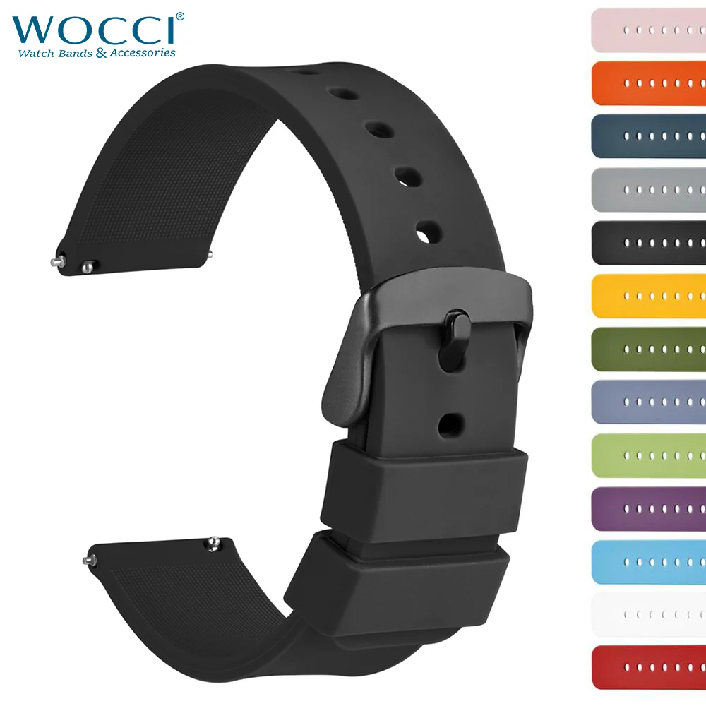WOCCI силиконовый резиновый ремешок для часов 14 мм 16 18 19 20 21 22 24 мужчин и | Отзывы и видеообзор