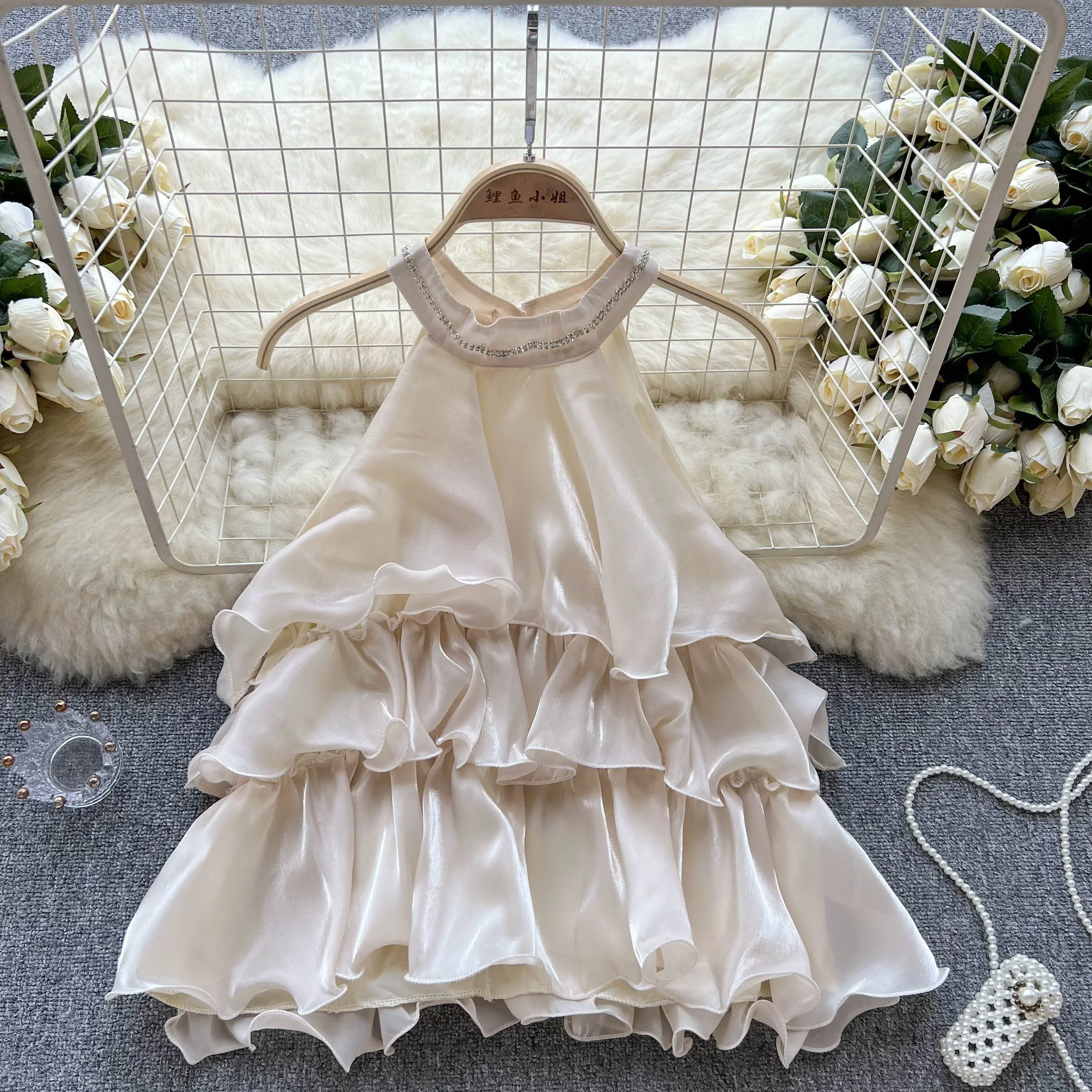 U1309 Sweet Memory Фиолетовый Розовый Белый Оборками Холтер Шифон Майка Сексуальная