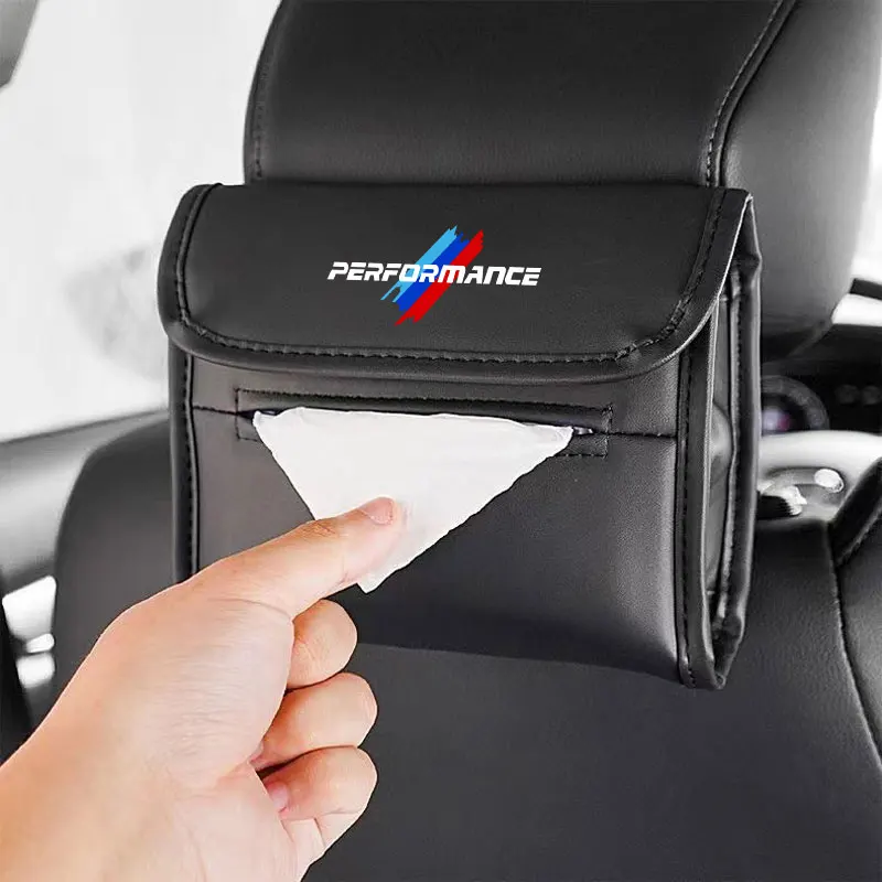 

For Bmw performance BMW M Power Performance M3 M5 X1 X3 X5 X6 x7 E46 E39 E36 Car Leather Tissue Bag Backseat Tissue Case Storage