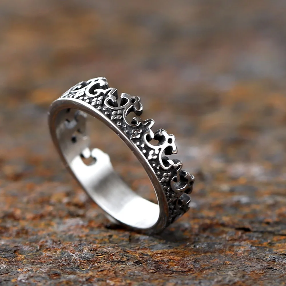 Винтажное Кольцо Унисекс Из Нержавеющей Стали 316L С Крестом И Короной Модный