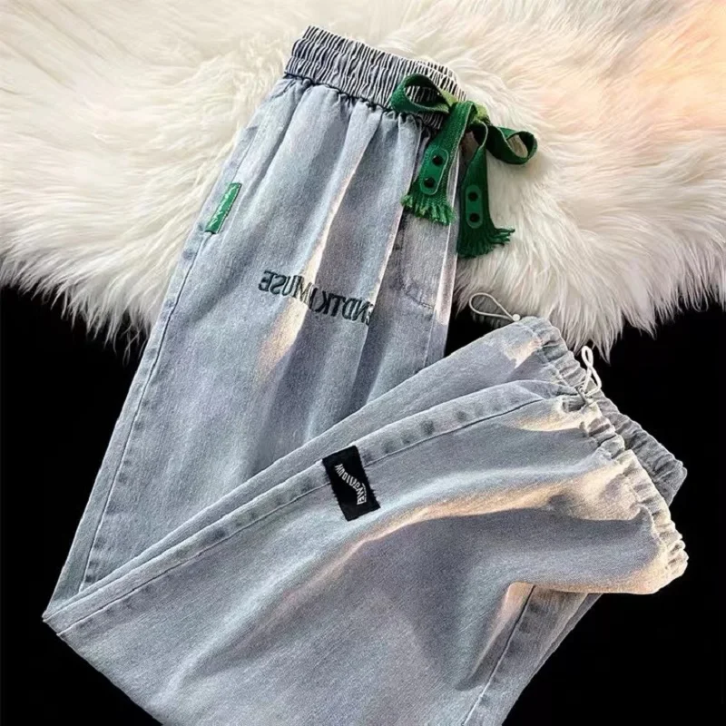 

Korean Denim Clothing Woman Jeans High Waist Clothes Straight pants Contrast Color Streetwear Vintage Quality Cowboy Denim Pants