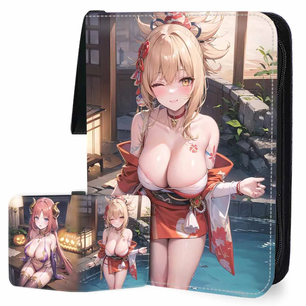 

4/9Pockets5 0 страниц, альбом для карт на молнии Genshin, ударопрочная книга для карт, Сексуальная красивая девушка, сумка для хранения карт, подарок