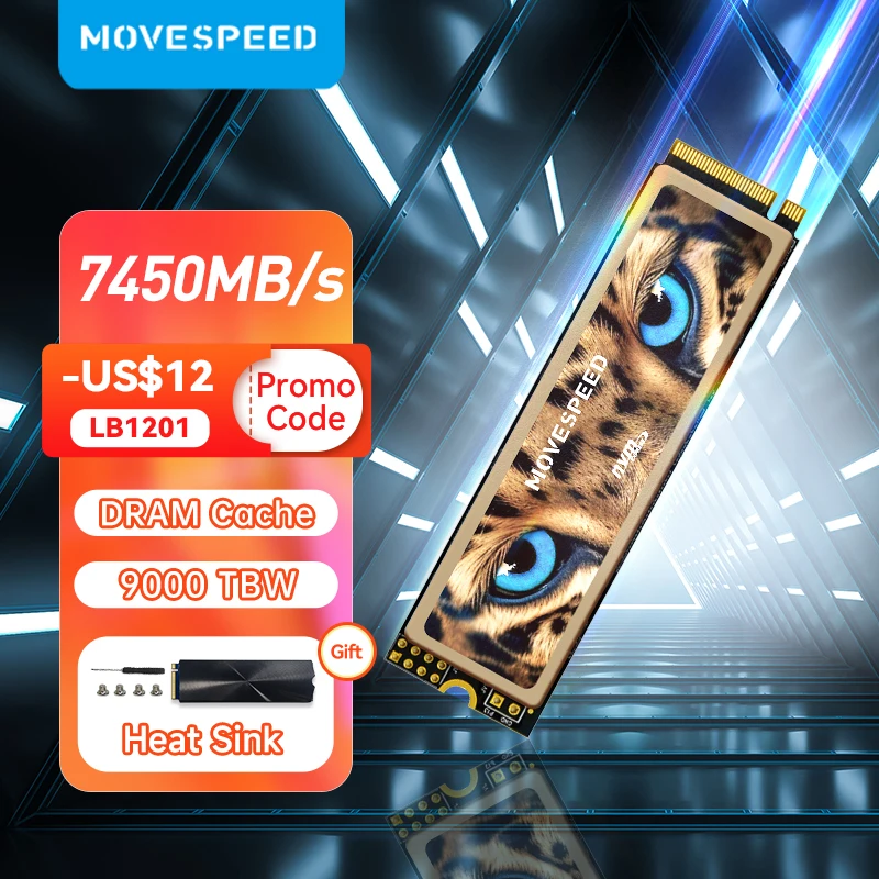 MOVESPEED SSD NVMe M2 2280 с DRAM кэш 4 ТБ 2 ТБ 1 ТБ 7450 Мб/с твердотельный жесткий диск M.2 PCIe 4,0x4 SSD накопитель для PS5 ПК