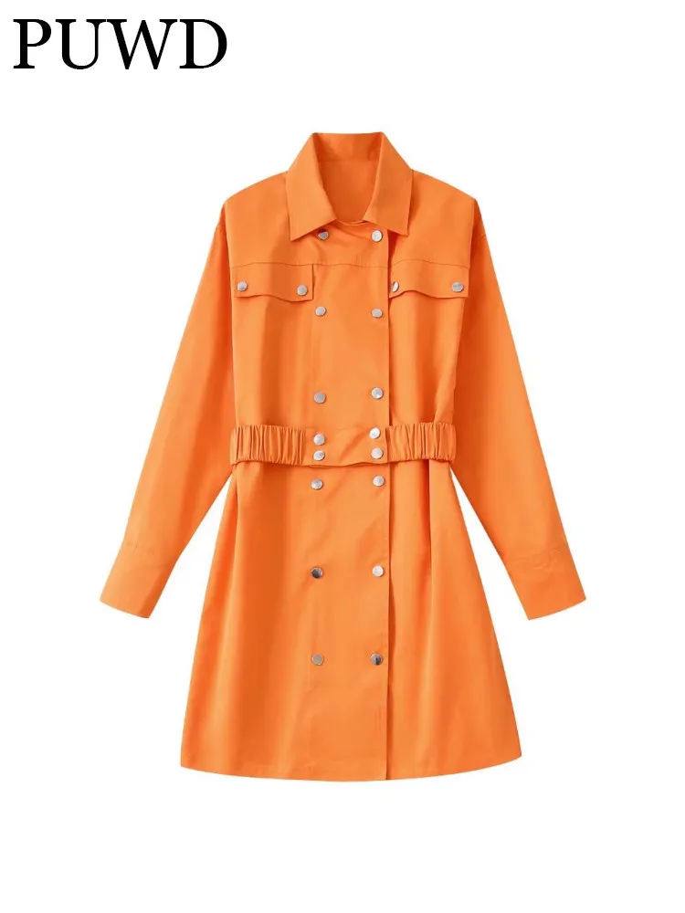 

PUWD Women Rivet Orange Girly Holiday Elegant Sweet Beauty Street Style Comfortable And Loose Leisure 2022 Summer Female Coat