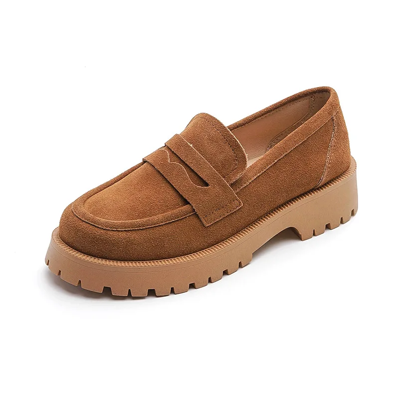 

Spring Shoes Female British Style Thick-soled College Style Casual Loafers Genuine Leather Fashion Shoes Girls WHSLE MTO 35-42