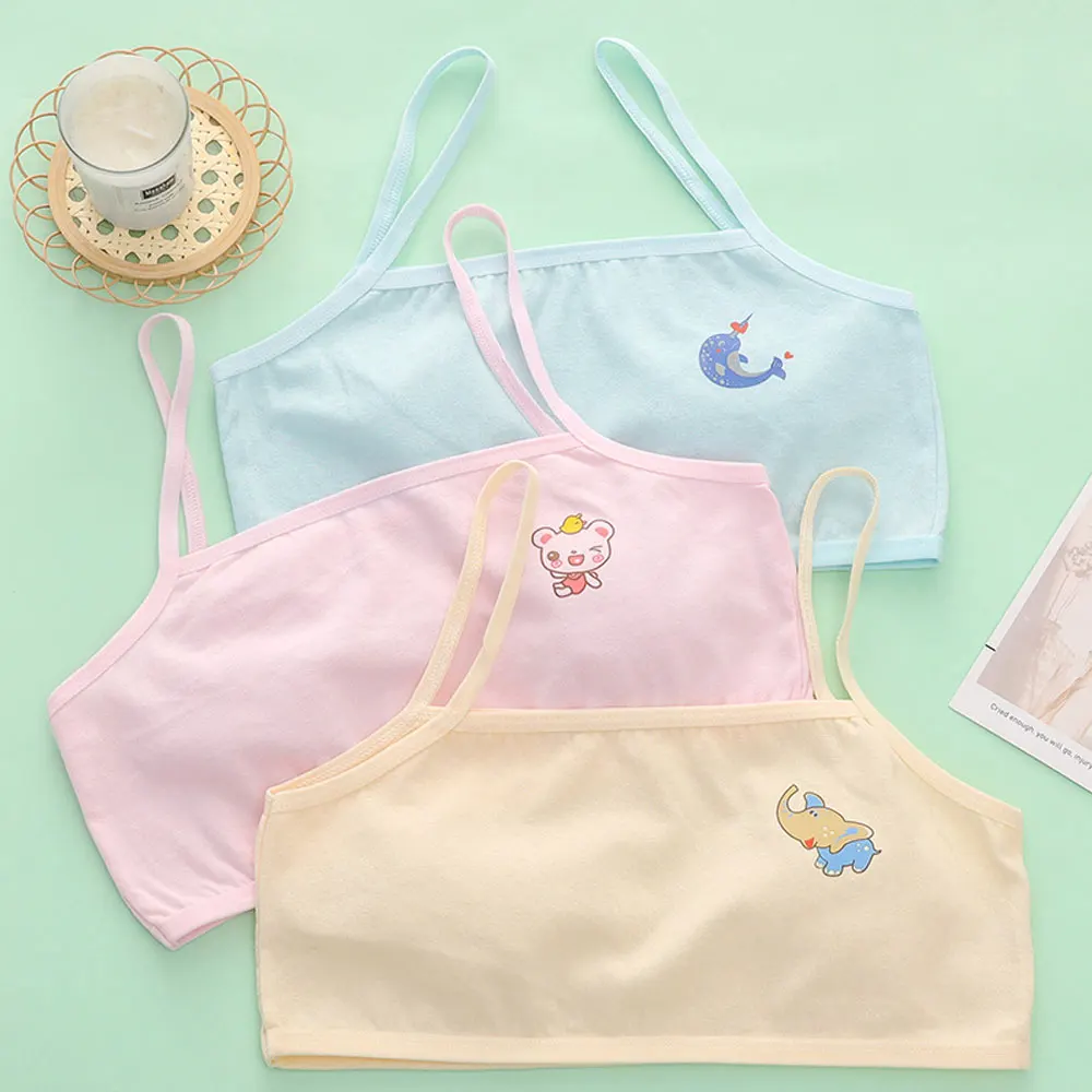 

Candy Color Cotton Cute Girls Bra Children's Big Children's Student Sports Bra Comfortable Seamless Underwear Teenage Training