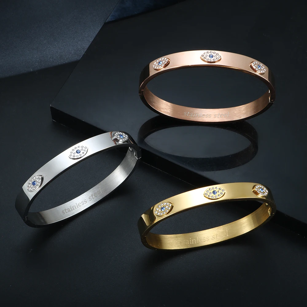 Новый модный браслет с голубыми глазами Роскошный Браслет-манжета кристаллами